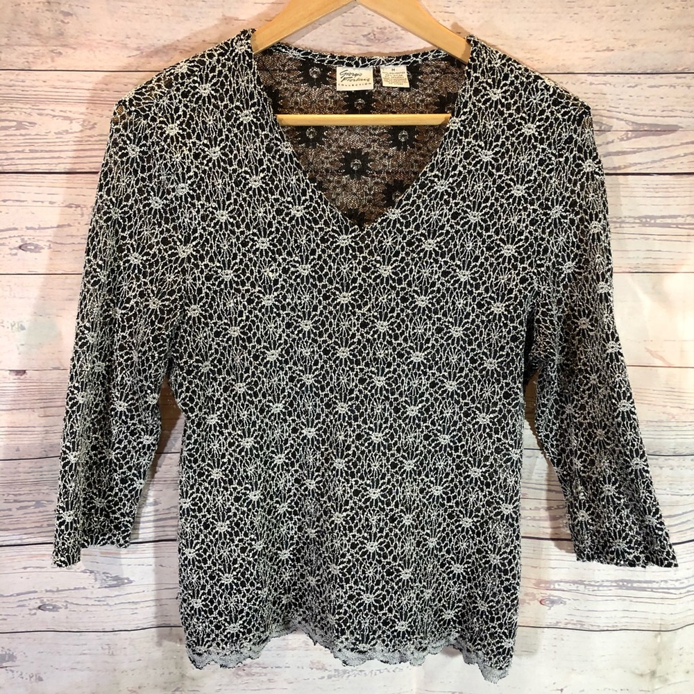 Georgio Fiorline Collection Flower black/white top